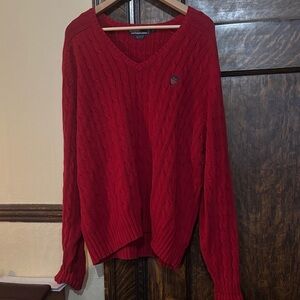 Ralph Lauren Red Cable Knit Sweater